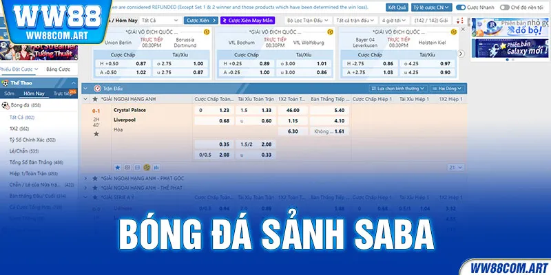 Bóng đá Saba WW88 - Nơi dành cho những tín đồ thể thao